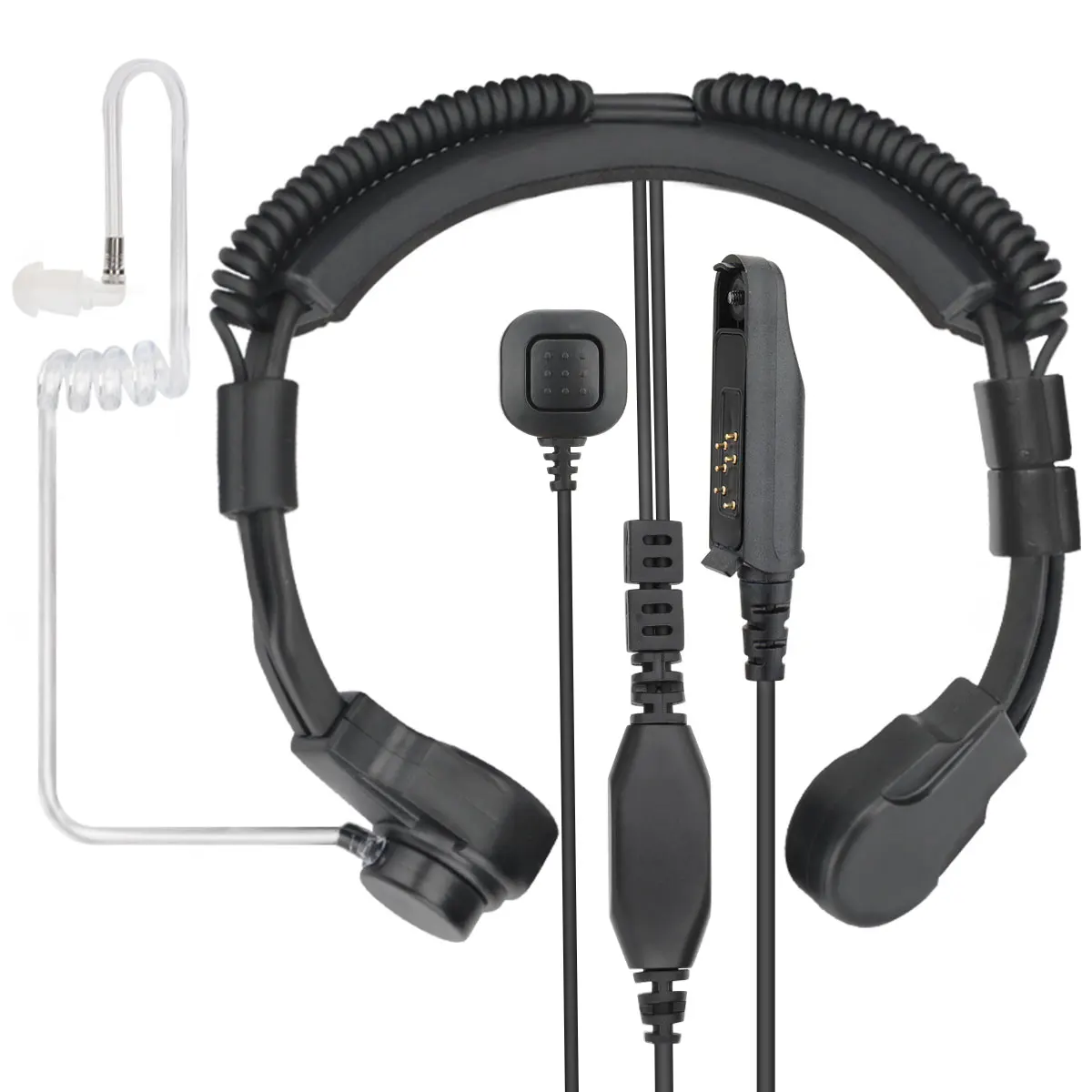 Auriculares impermeables con tubo de aire para walkie-talkie, auriculares flexibles con micrófono de garganta, para BAOFENG UV-5R 5RH 21 17 PRO Quansheng UV-K5 K6