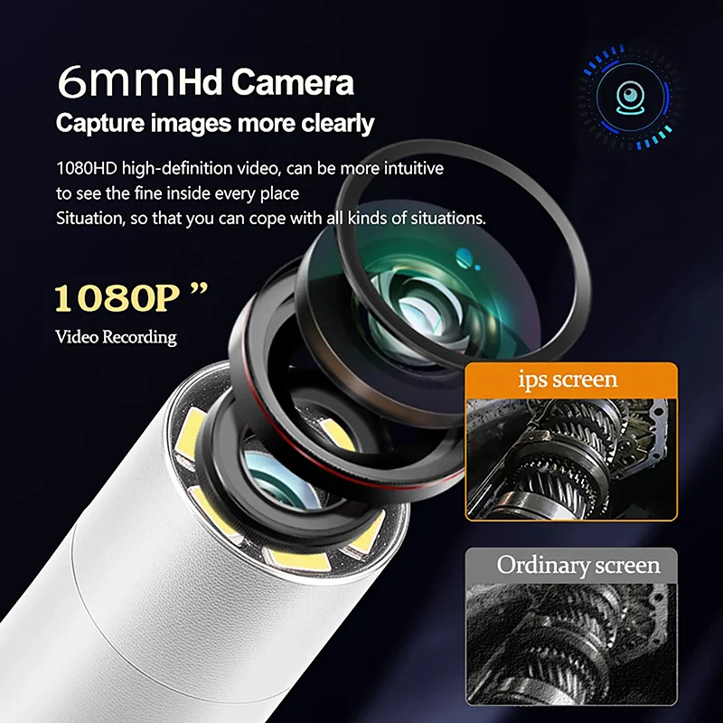 

360° Two-Way Articulating Endoscope 4.3 inch Display Inspection Borescope Camera 6.0MM HD 1080P Snake Camera for Automotive