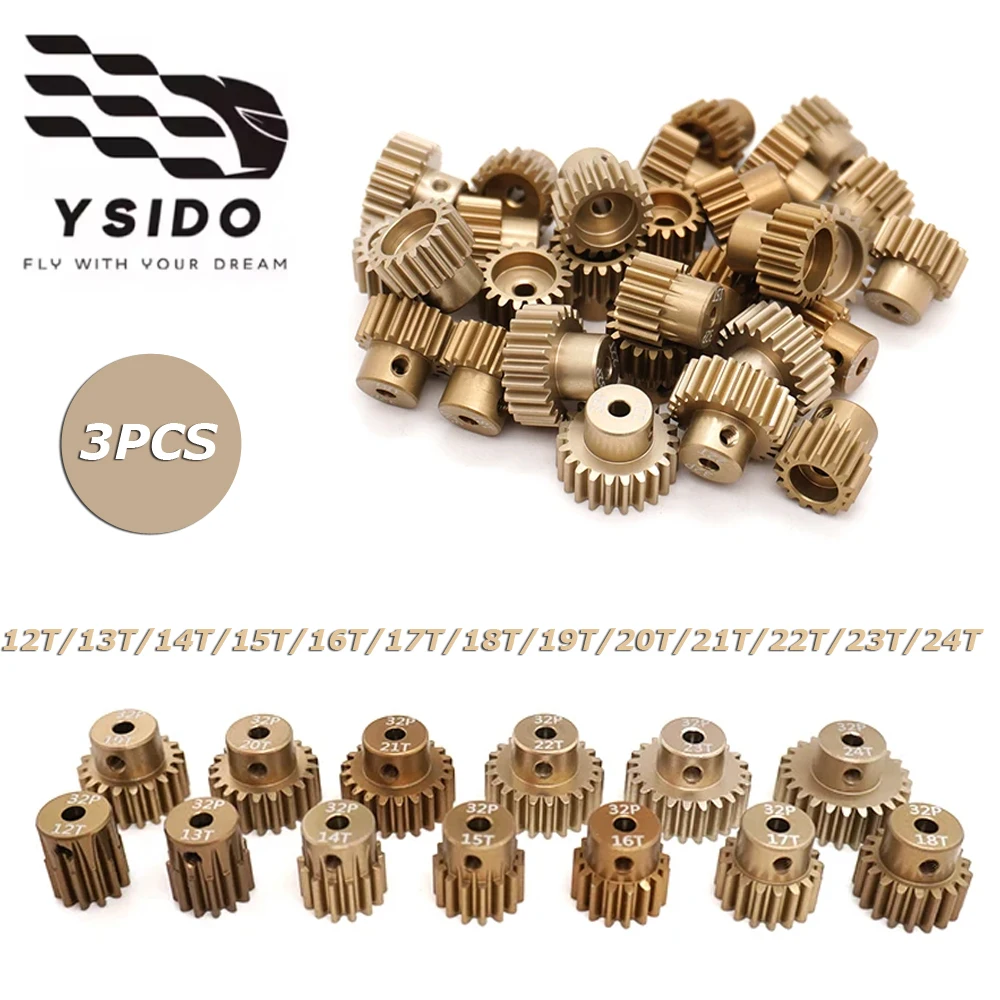 3PCS M0.8 3.175mm 32DP Motor Gear 12/13/14/15/16/19/20/21/23/24T Pinion for Traxxas Arrma HSP HPI AXIAL Tamiya Losi 1/10 RC Car
