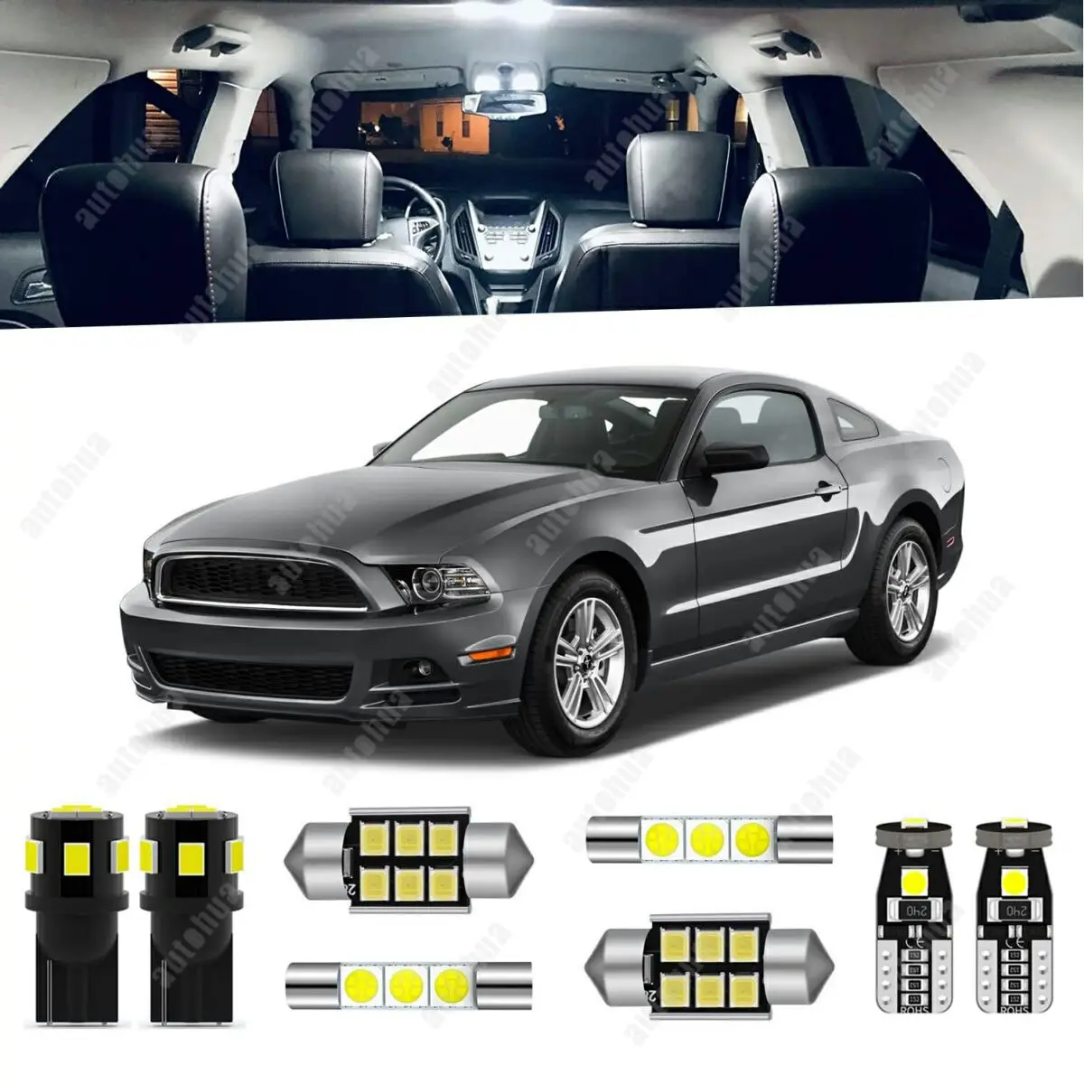 LED Interior Lights For Ford Mustang 2010-2014 White 6000K LED Lighting 23Pcs