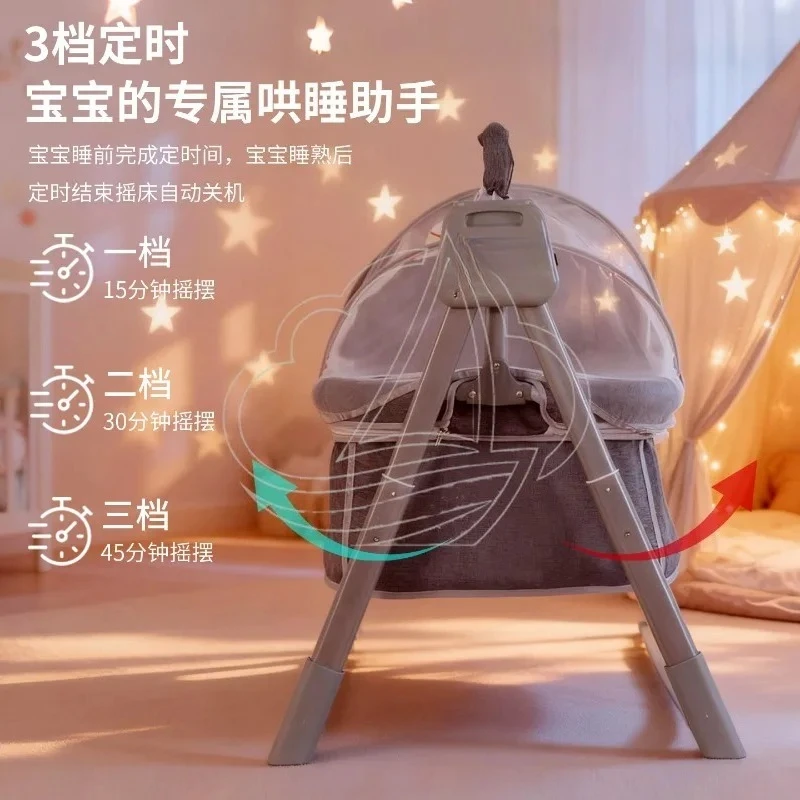 Smart Electric Baby Cradle, Auto-Swing Soothing Bed for Newborns & Infants