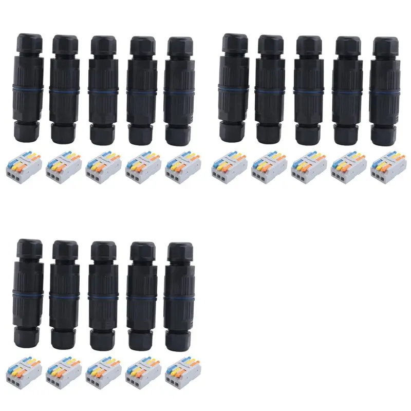 SHGO-15PCS IP68 Waterproof Junction Box, Outdoor Electrical Cable Connector For 3.5-10Mm Wire Range(AC 250V, 16A) 4 Pin