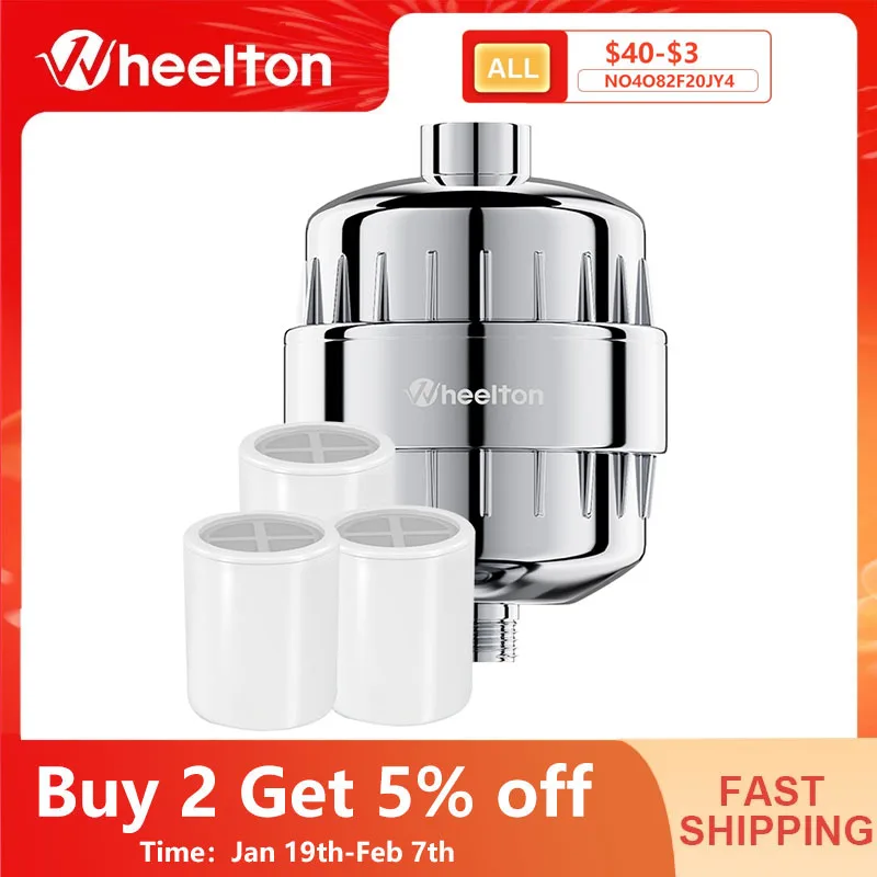 Wheelton Bath Shower Filter(WHT-303-3E) Softener Chlorine & Heavy Metal Removal Water Filter Purifier For Health Bathing