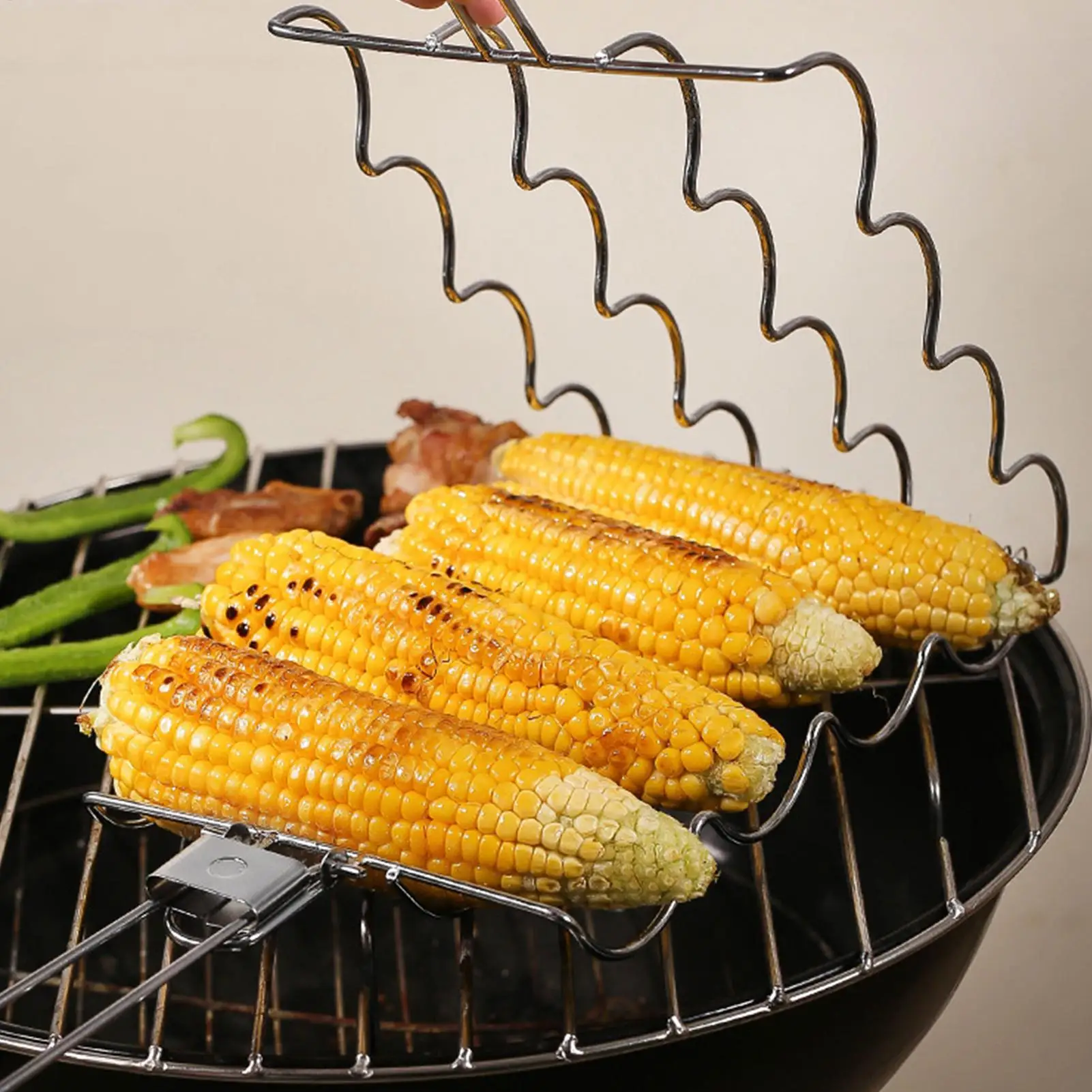 Outdoor Foldable Grilled Corn Clip BBQ Grill Tool Grill Net Clip Convenient Stainless Steel Hot Dog Grill Barbecue Clip