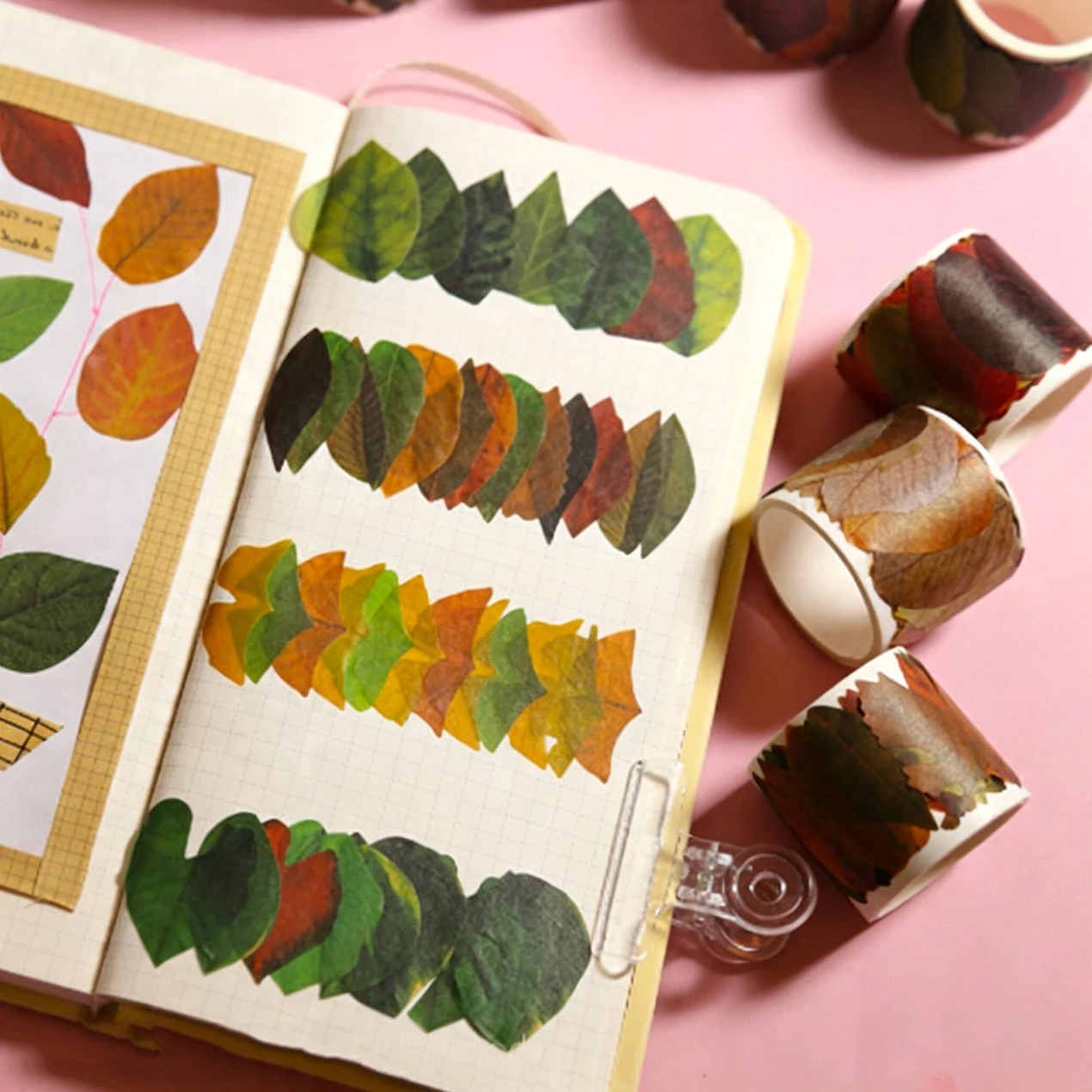50Pcs DIY Leaf Paper Stickers Self-adhesive Post Sticky Notes Notepad School Children's Student Handbook Sticker Supplies