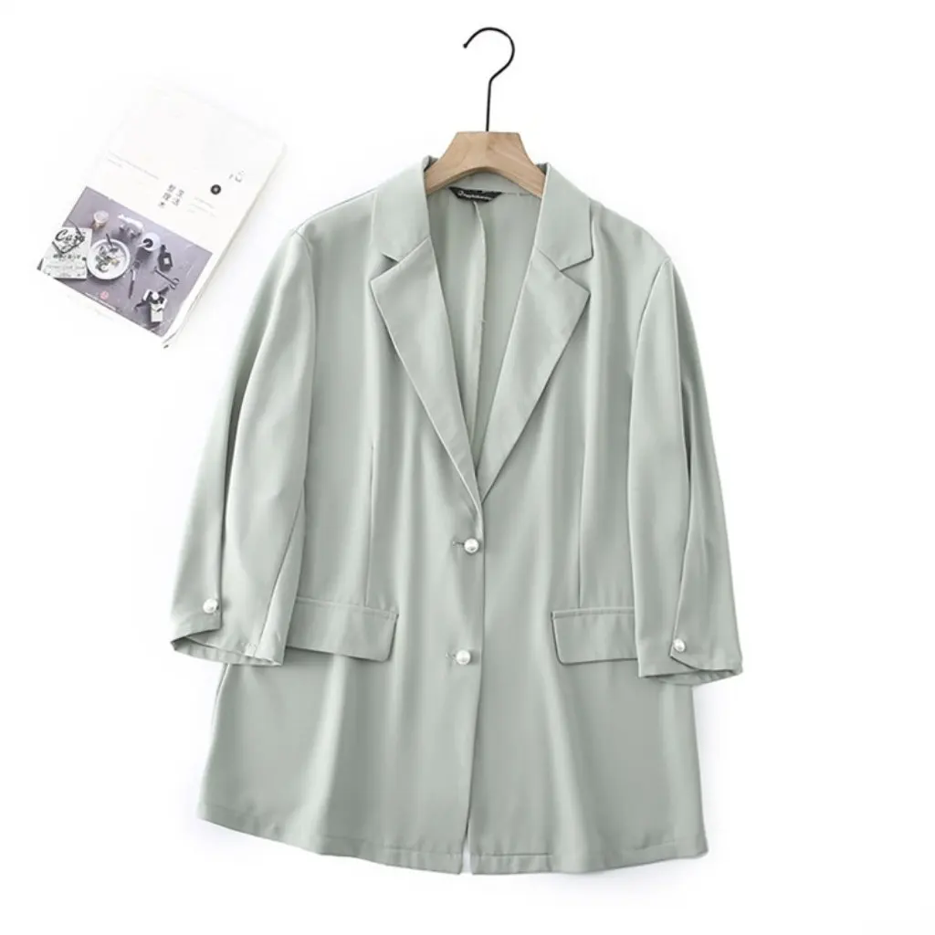 

Chubby MM2023 большой размер Slim Fit корейский модный пиджак с семиточечными рукавами для женщин элегантный топ