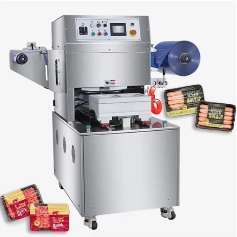 Semi Automatic Plastic Food Meat Tray Container Seal Sealing Packing Machine