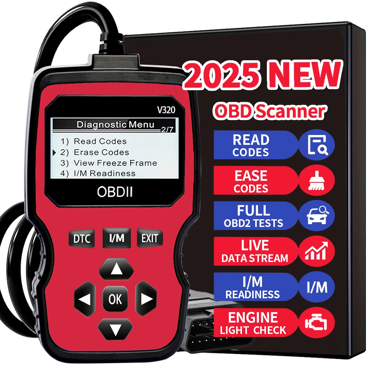 Obd2 Scanner - Advanced Car Diagnostic Tool with Engine Fault Code Reader, Voltage Tester, and Real-Time Data Stream Features