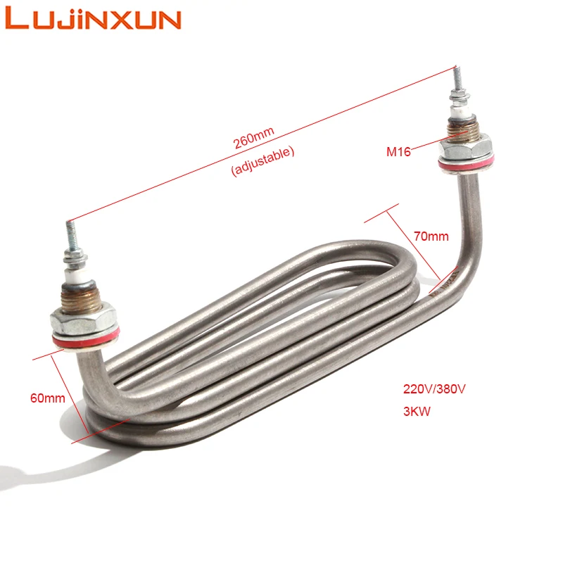 LUJINXUN M16 عنصر التدفئة الكهربائية 220 فولت/380 فولت 3KW أنبوب سخان من الفولاذ المقاوم للصدأ لآلة الطبخ دلو/غلاية مياه 1 قطعة