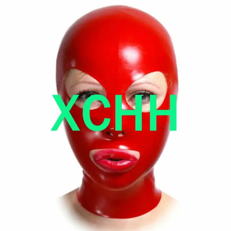 

Pure 100% Natural Latex Woman Mask Hood with Open Mouth and Eye Cosplay Costumes