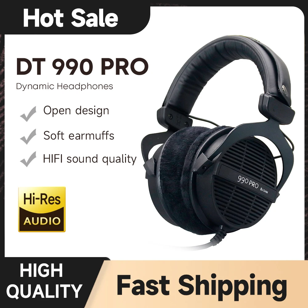 

DT990PRO in ear headphones. Suitable for gaming competitions, recording studios, streaming media, recording studio equipment