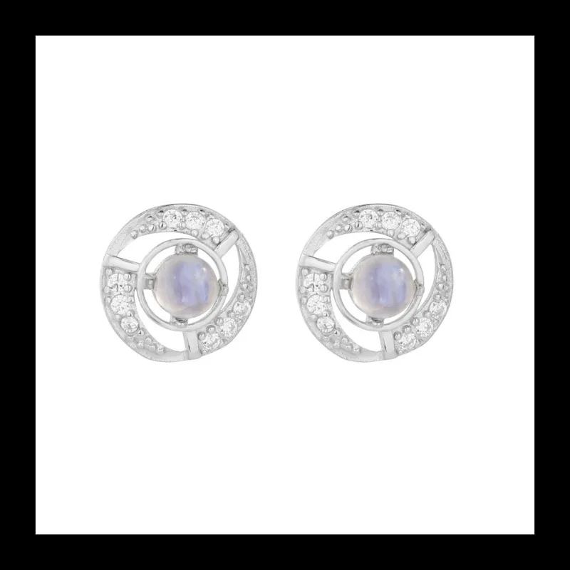 Ins حار بيع المجوهرات 925 الفضة زوبعة Moonstone وأقراط الأقراط أزياء المرأة الجديدة