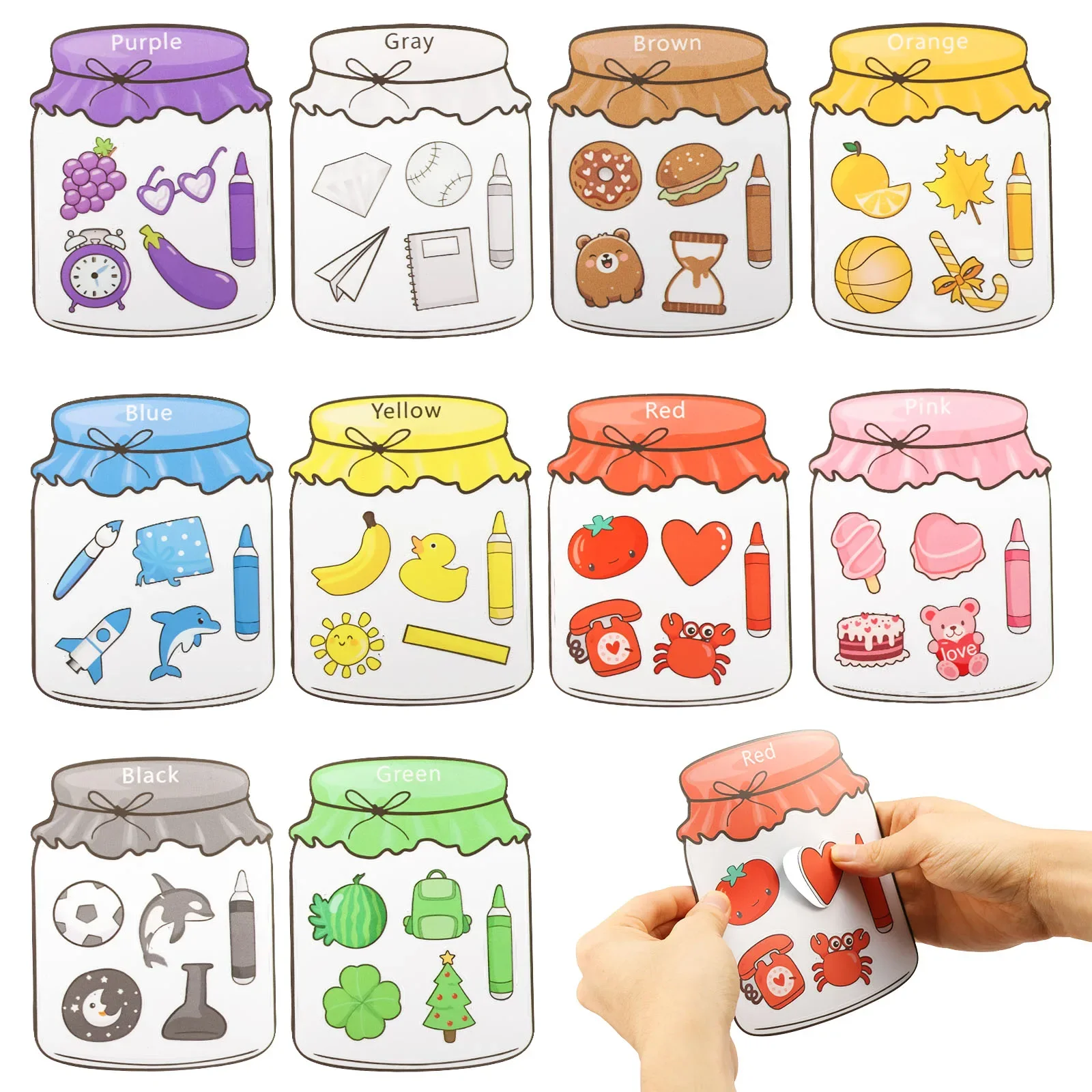10 Pcs Fun Magnetic Color Sorting Toys Safe Colors Recognition Fridge Magnets Educational Activities for Refrigerator Whiteboard