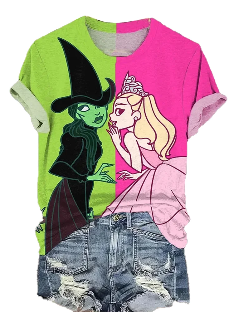 Wicked tshirt Glinda & Elphaba T-Shirt movie series tee v neck short sleece shirt for women/men  T Shirt