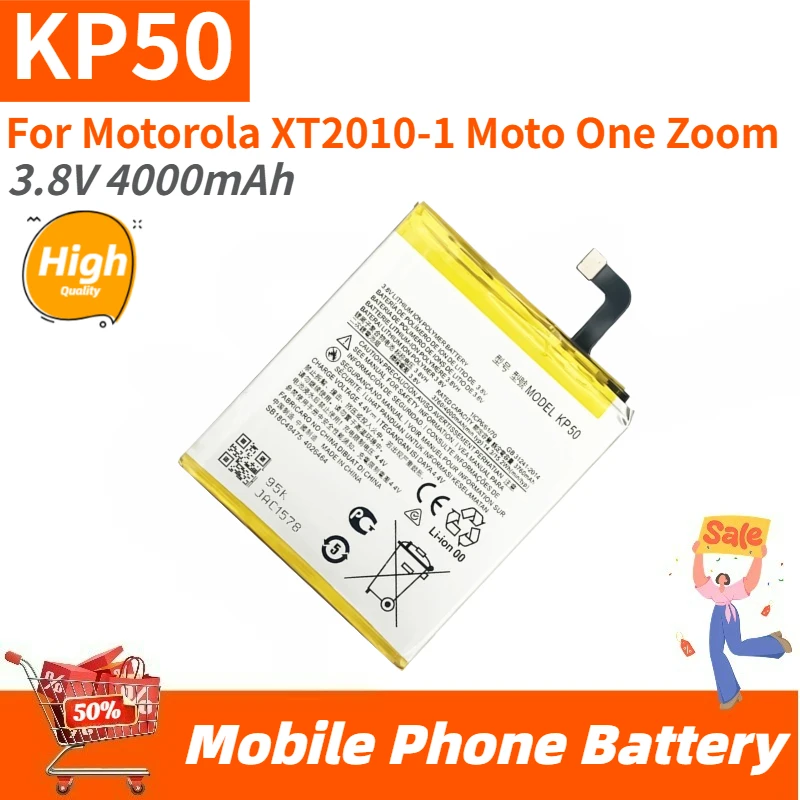 

High Quality KP50 Mobile Phone Battery 3.8V 4000mAh For Motorola XT2010-1 Moto One Zoom Brand New Replacement Battery