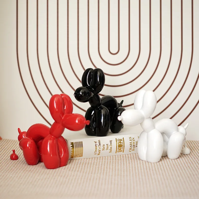 

Creative Poop Balloon Dog Creative Puppy Balloon Statue Shining Dog Abstract Decoration Sculpture Home Office Decoration