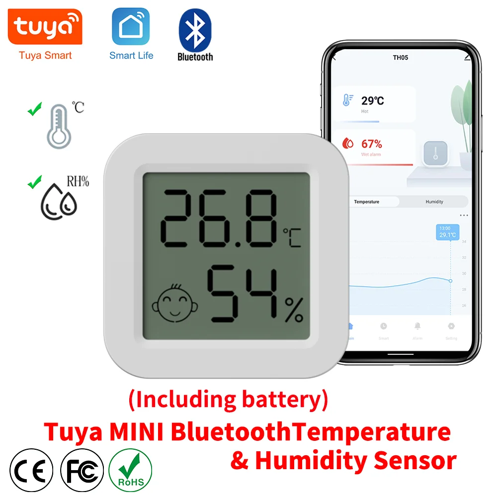 Il più nuovo sensore di umidità della temperatura Tuya Bluetooth termometro LCD Mini igrometro elettrico intelligente APP telecomando casa