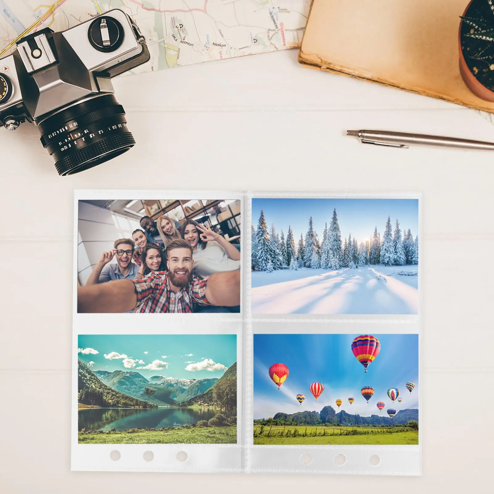 3 Books 6 Holes A5 Single sided 1 2 4 Grids PP Loose leaf Core Transparent Photo Album Pages Card Sleeves Postcard Sleeves