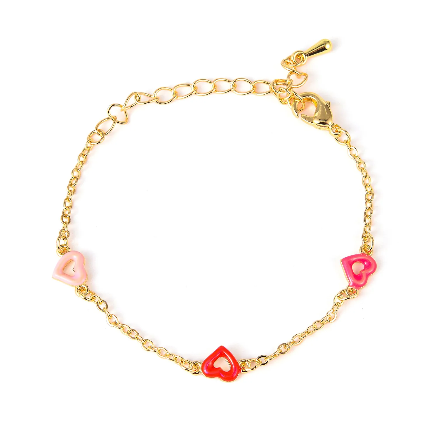 New Arrival Heart Anklets Bracelet Kids Copper Gold Color Chain Charm Bracelets for Women Girls Jewelry