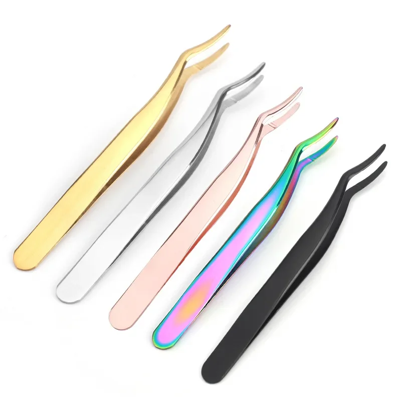 Beauty Tools False Eyelash Aids Eyelash Curler eyelash tweezers makeup tools Stainless Steel False Eyelash Tweezers