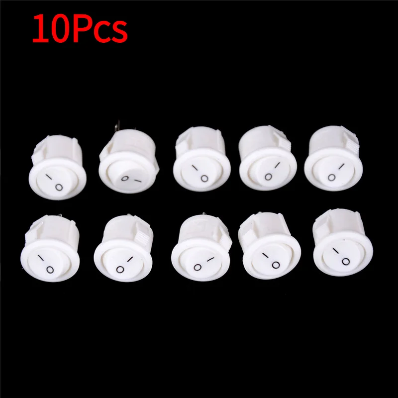 10Pcs 16mm Diameter White Round Boat Rocker Switches Mini 2Pin ON-OFF Switches 3A/250V.