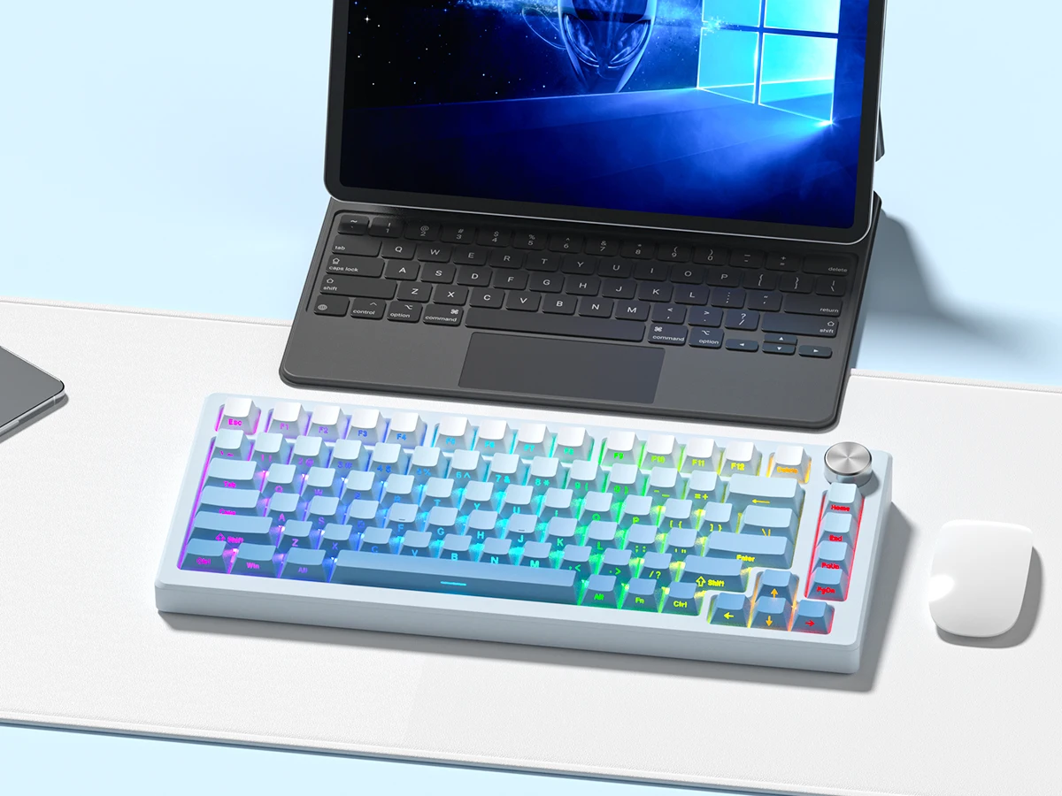 Gradient Blue Side Printed Keycaps Cherry Profile Double Shot PBT Keycaps 136 Keys for Cherry Gateron MX Switches Gamer Keyboard