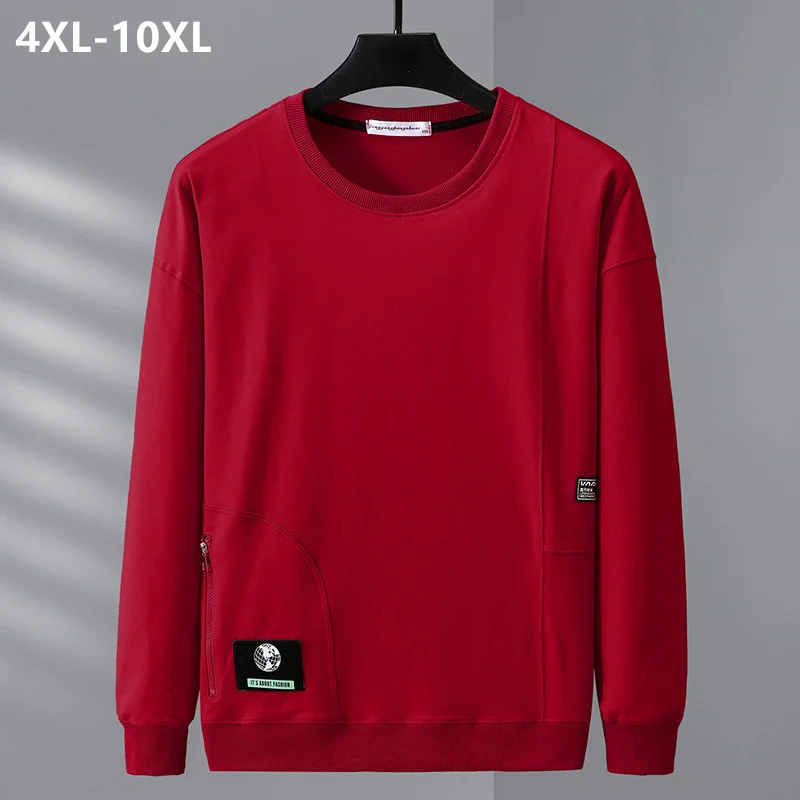 

Oversized 10XL Men Pullover 9XL Sweatshirt Red Cool Loose Long Sleeve Sweat Shirt 8XL 7XL 6XL Black Tops Male Plus Size Clothes