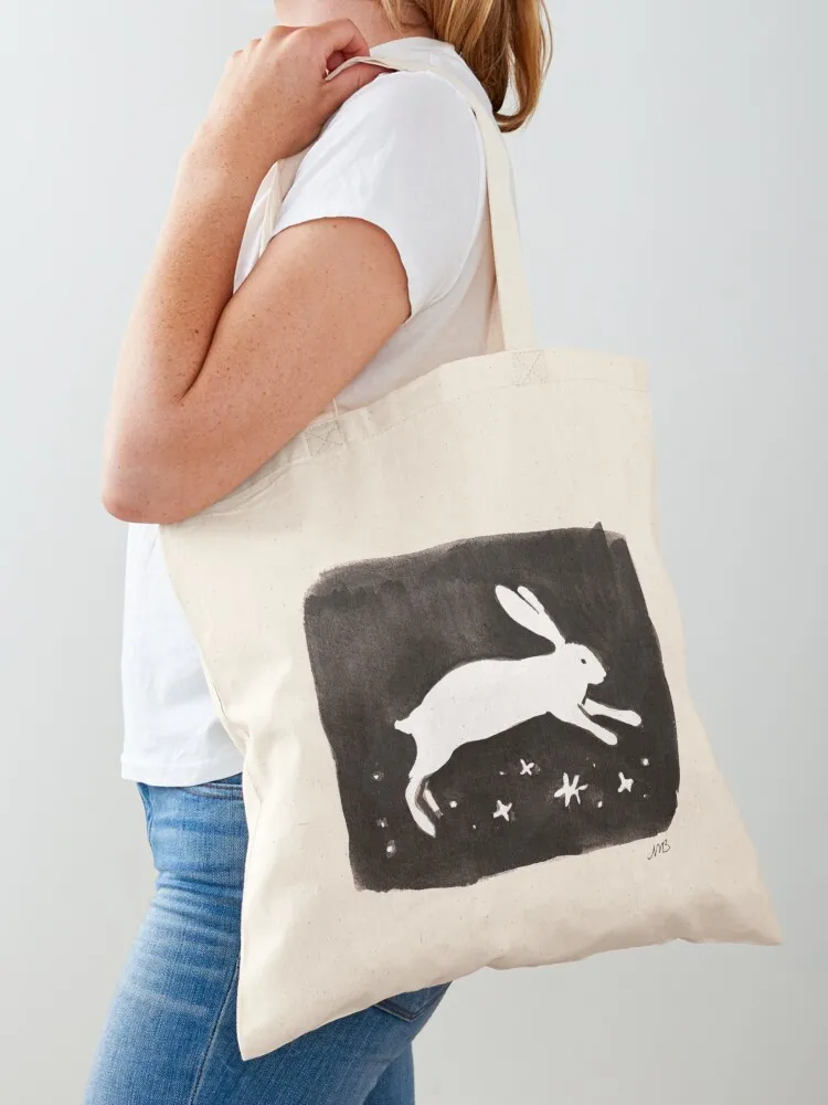 Folk bunny, black gouache painting Tote Bag tote bags aesthetic bags for women Canvas Tote Bag