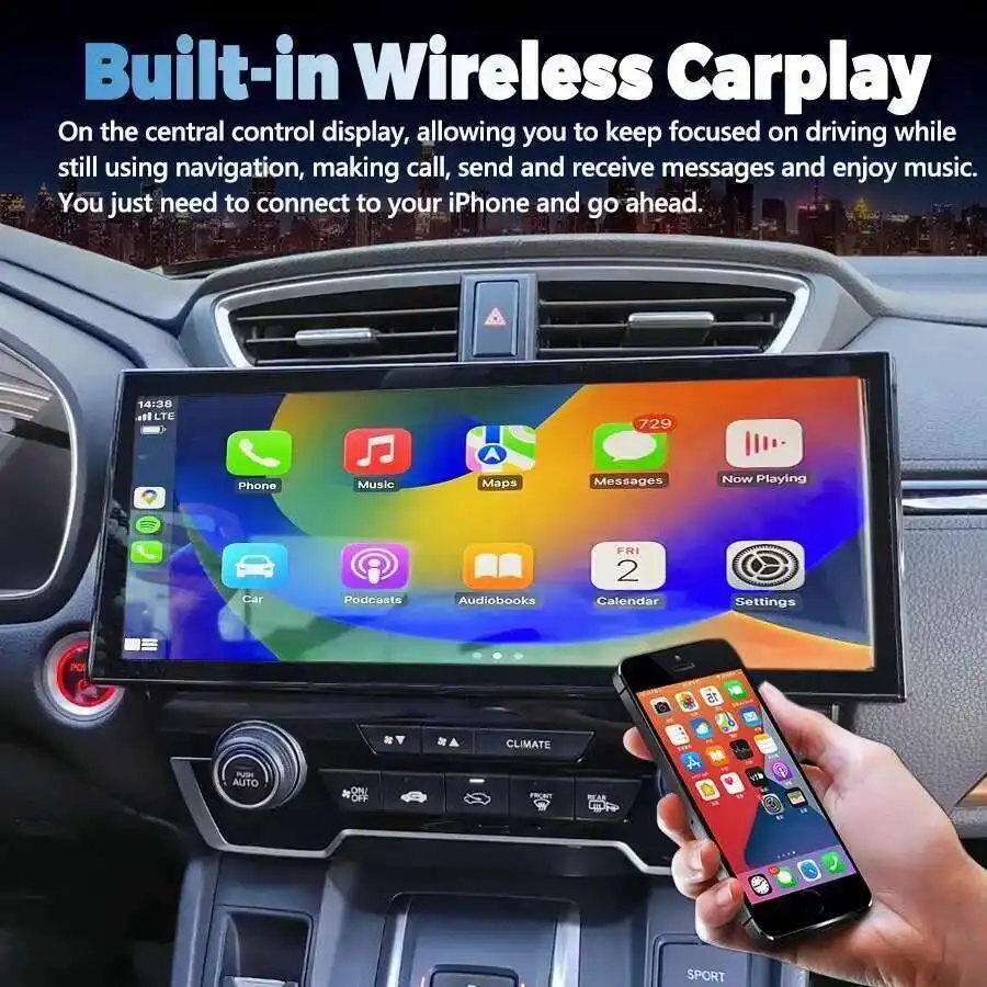 شاشة NaviRider لهوندا CRV CR-V 2016 Breeze 2017 2021 GPS Navi 12.3 "أندرويد 14 مشغل فيديو الوسائط المتعددة للسيارة مكبر صوت 256 جيجابايت