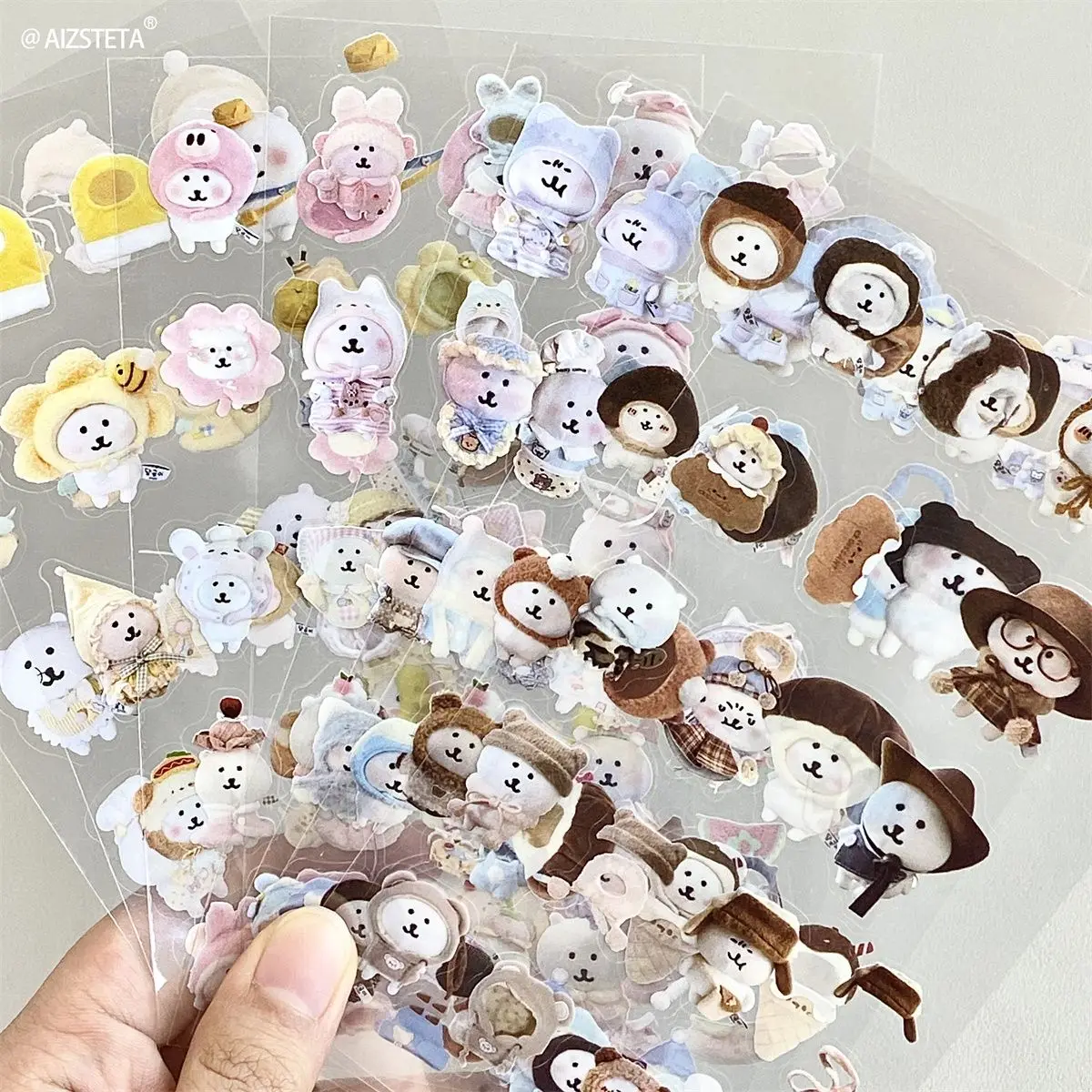 

Hand account materials applied in self - deprecating bear doll clothes DIY collage along with nagano cartoon cut film stickers
