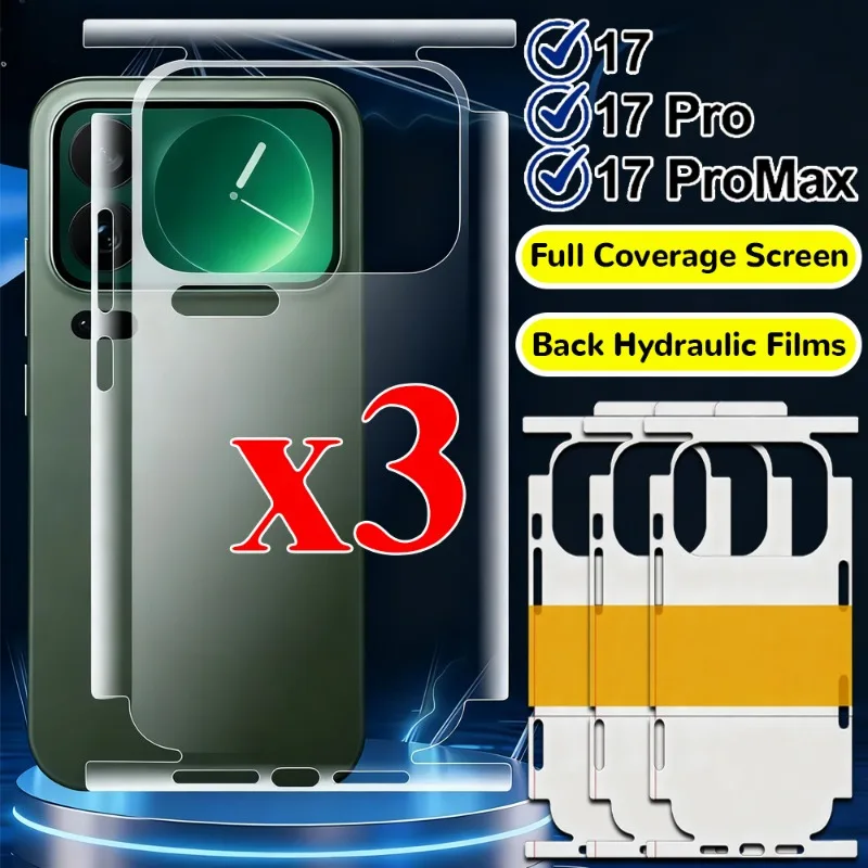 

1/2/3 комплекта для Xiaomi 17 Pro Max 17Pro 17PM HD, боковая рамка, задняя защитная пленка с полным покрытием для Xiaomi17, гидрогелевая пленка с рамкой