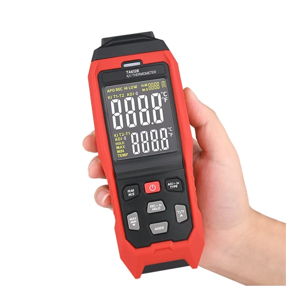TA612B Portable Dual Input Thermometer for K J Thermocouples For surface for temp Range 200C to 1372C VA Backlit Display