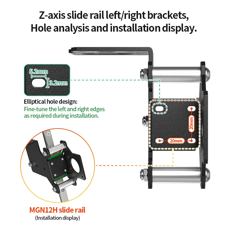 Imagem -03 - Linear Rail Guide Fixação Plate Bola Parafuso Dual Z-axis Bracket Mount Atualização Impressora 3d 1204 Mgn12h Ender3 v2 Ender3 Pro Cr10