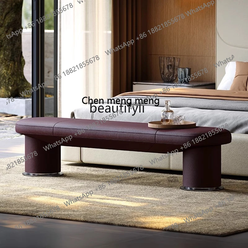 

Italian Style Full Genuine Leather Bed End Stool Villa Whole House Bedroom Series High-end Bedside Stool