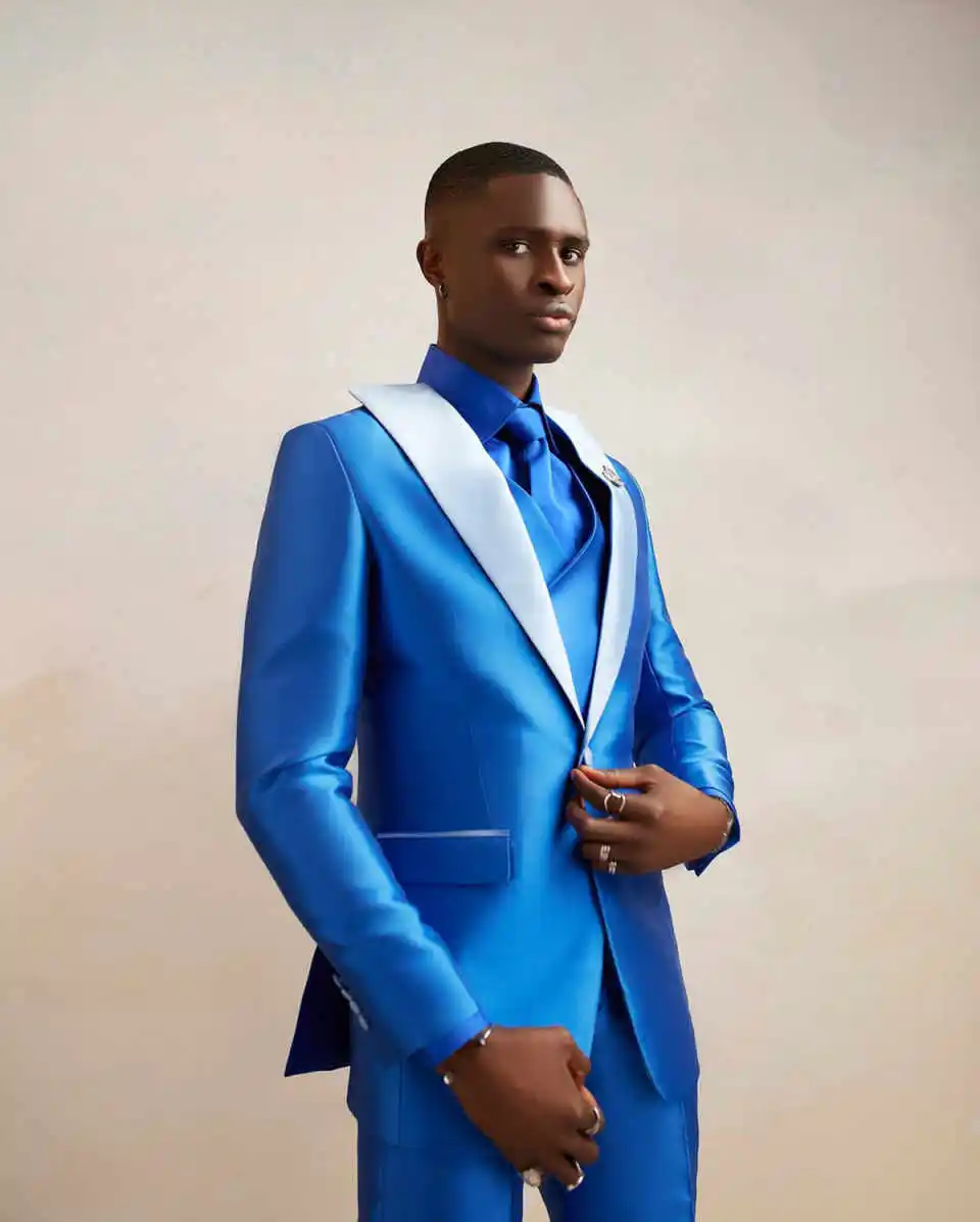 패션 남성 웨딩 정장 피크드 라펠 재킷 싱글 브레스티드 턱시도 3피스 코트 바지 조끼 비즈니스 파티 슬림핏 신랑 의상