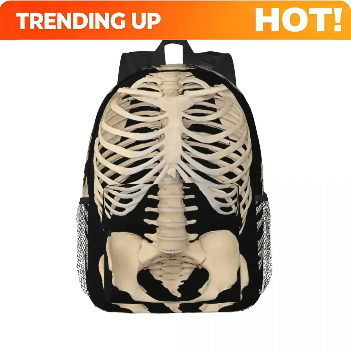 Custom Bag Halloween Gothic Anatomy Rib Cage Bones Human Skeleton Backpacks Boys Girls Bookbag School Bags Travel Rucksack Shoul
