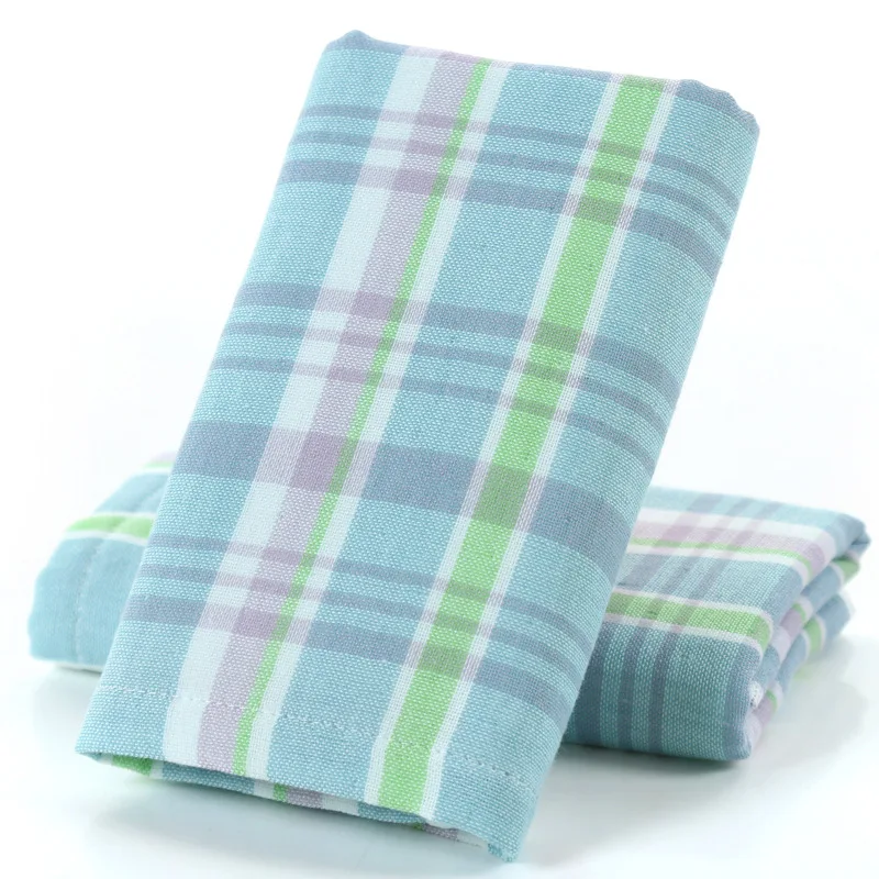 

35x75cm Quick Drying and Skin Friendly Cotton Gauze Double-sided Towel Wipe Faces Shower Soft Absorbent Logos Checkered Pattern