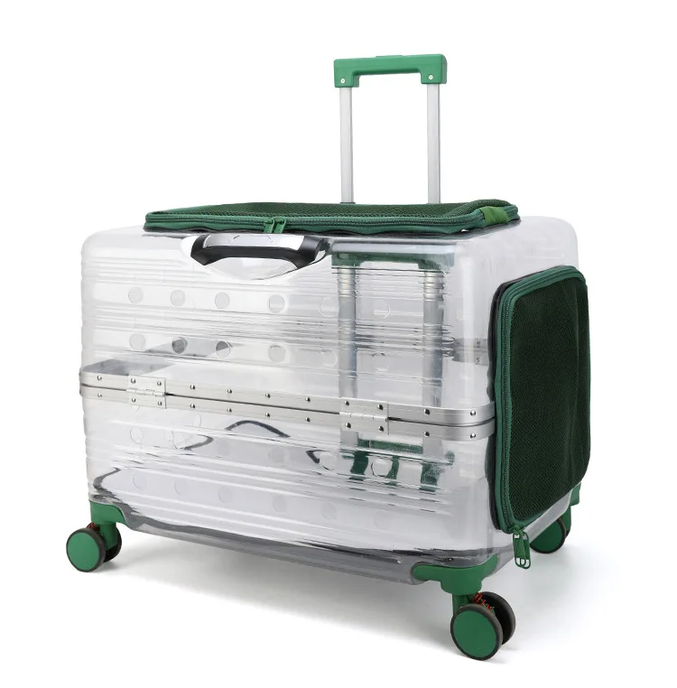 2026 Large Capacity Transparent Pet Suitcase Por Stroller Double Medium To Large Pets Cat Outdoor Travel Bag