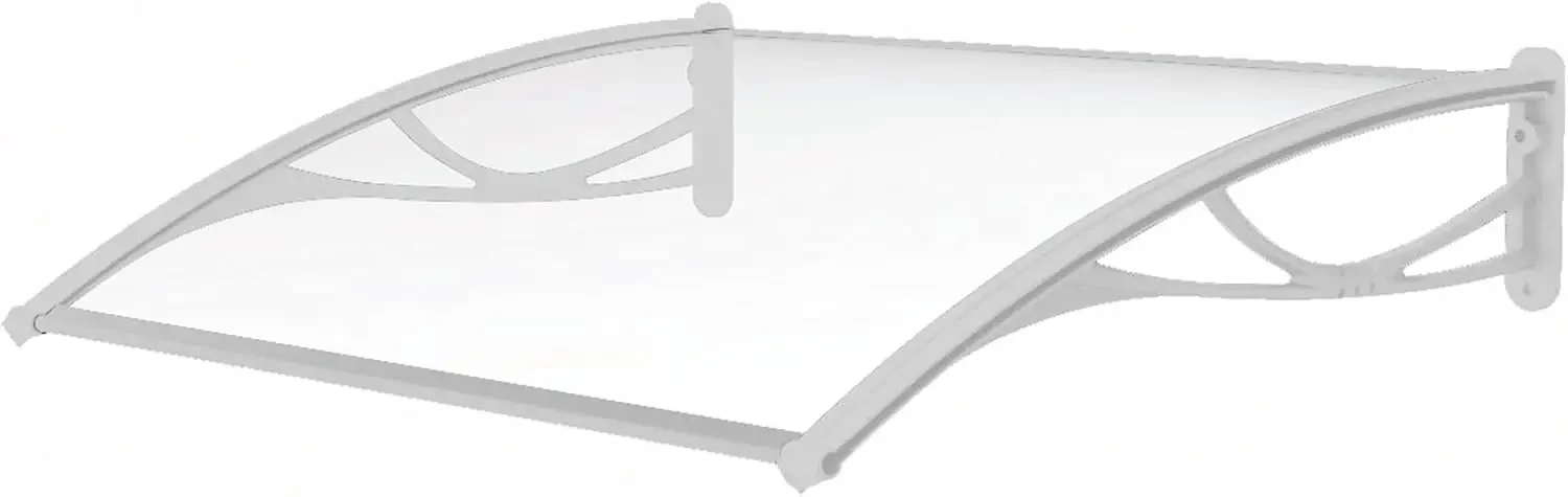 

DA5531-PWS1N 55"X31" Polycarbonate Door Awning | PN Series |100% Bayer Raw Material Solid Sheet, Color: White Brackets