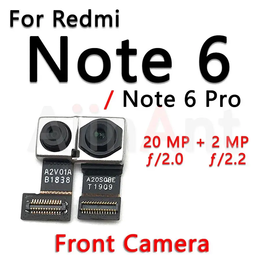 Aiinant Small Front Camera Flex For Xiaomi Redmi Note 6 6A 7 7A Pro Plus Main Big Back Rear Camera Flex Cable