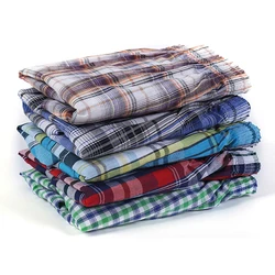 10 Pcs Mens 100% Cotton Arrow Pants Casual Underwear Boxers High-quality Plaid Pajamas Loose Comfortable At Home Panties