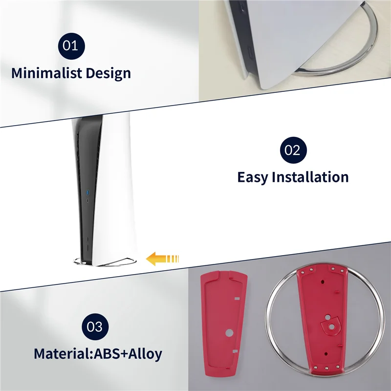 GO-Cooling Slim Vertical Stand For PS5 Non-Slip Base Great Heat Dissipation For PS5/PS5 Slim Consoles Easy Installation Red