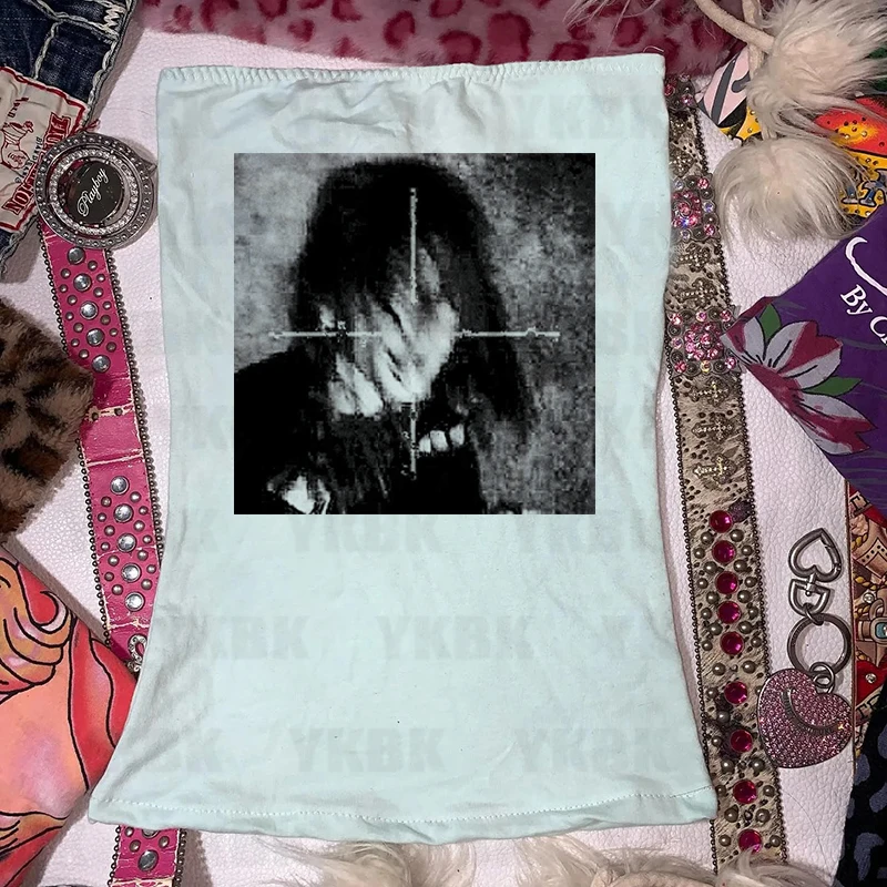 Mode Lässig Japan Y2K Drucken Anime Brief Goth 90s Frau Kleidung Frauen Harajuku Straße Mädchen Oansatz Kurzen Ärmeln T-shirts