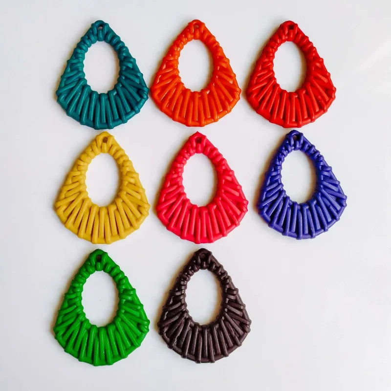 New 6pieces Candy Color Acrylic Rattan Weaving Shape Triangle Charms Pendants for DIY Earring Jewelry Making Finding Accessories