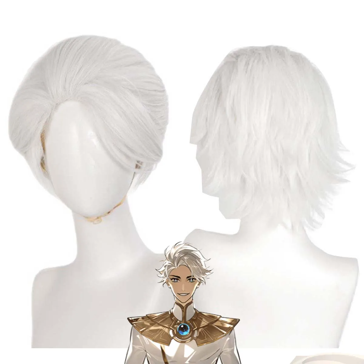 Men Anime To Be Hero X Nice Cosplay White Short Hair Wig Liang Long Purple Wig