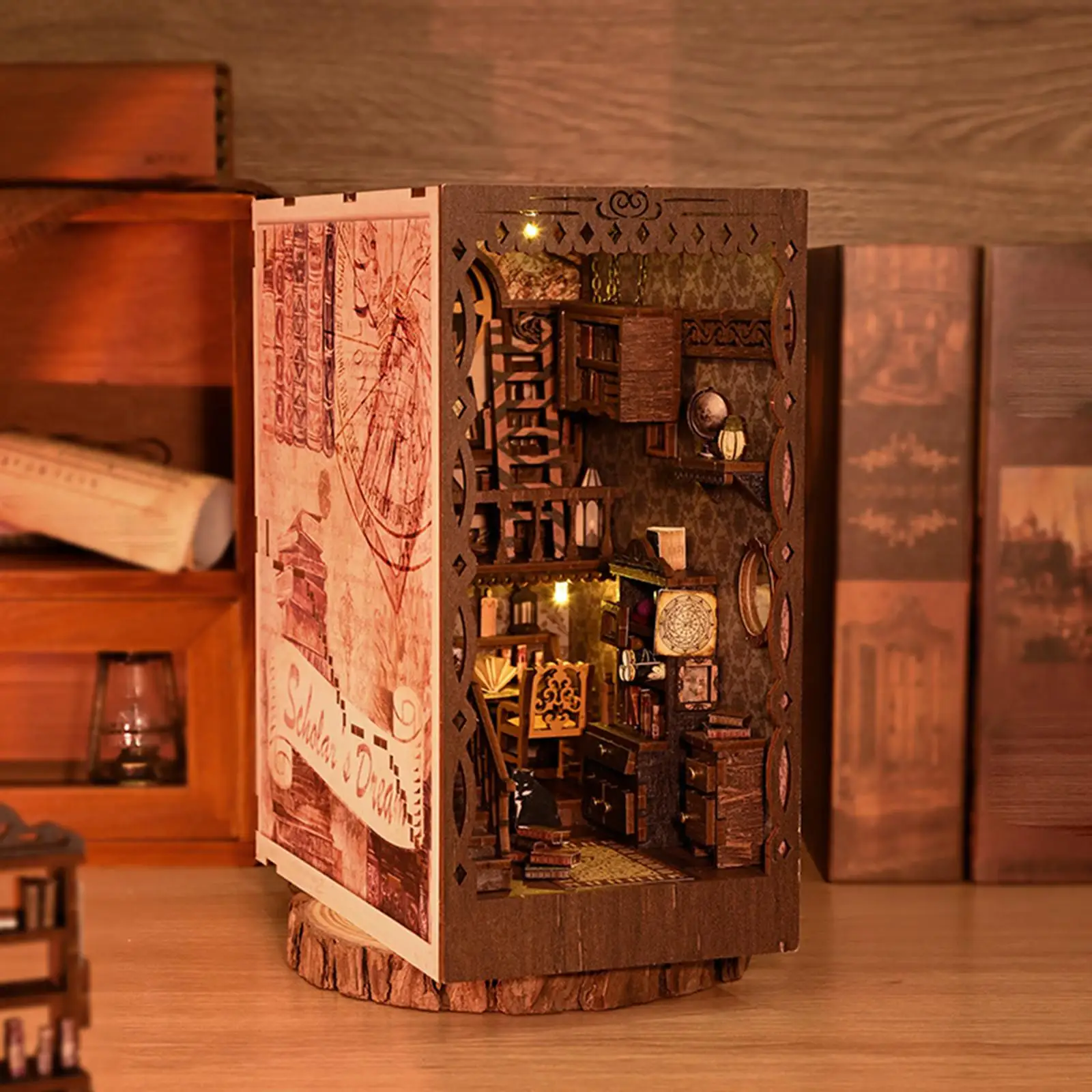 

3D Wooden Miniature House Kit Desk Decoration with Furniture and Light DIY