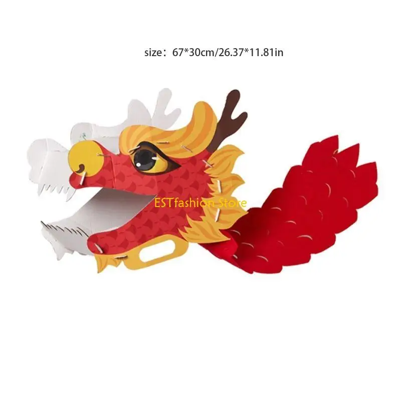Y5GC DIY-Handwerksset chinesischen Stil, 3D-Papierdrache, Neujahrsdrache, Cosplay-Requisiten