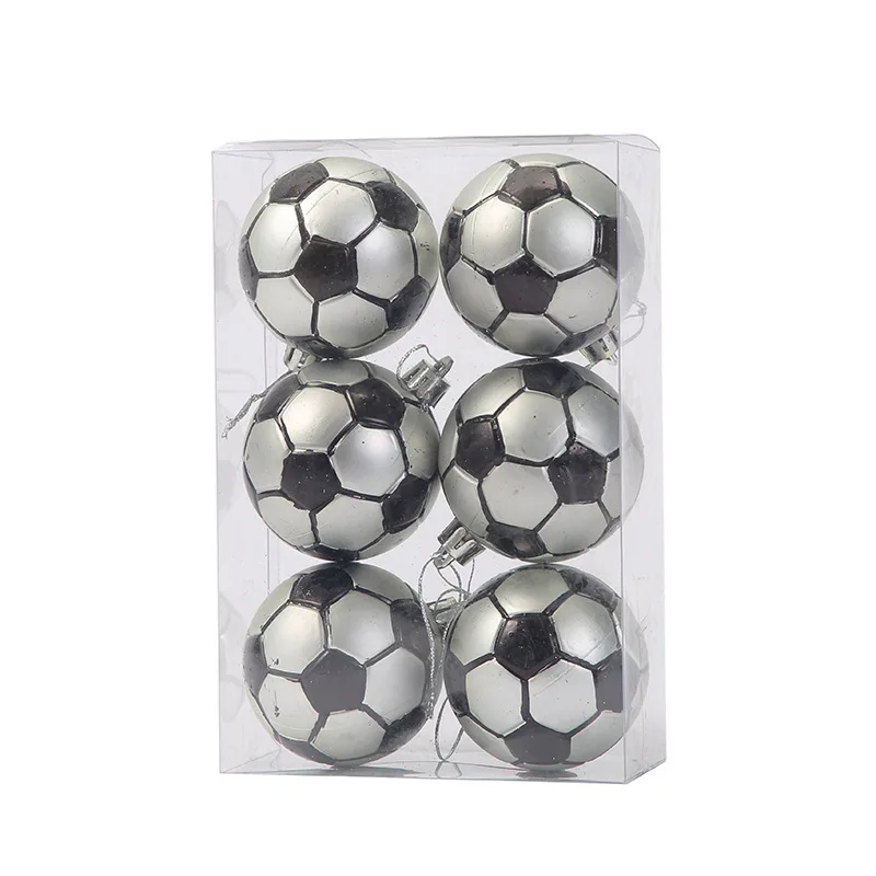 

Plastic Football Basketball Rugby Baseball 6cm Theme Party Christmas Ball Set Gift Box Christmas Decorative Tree Pendant