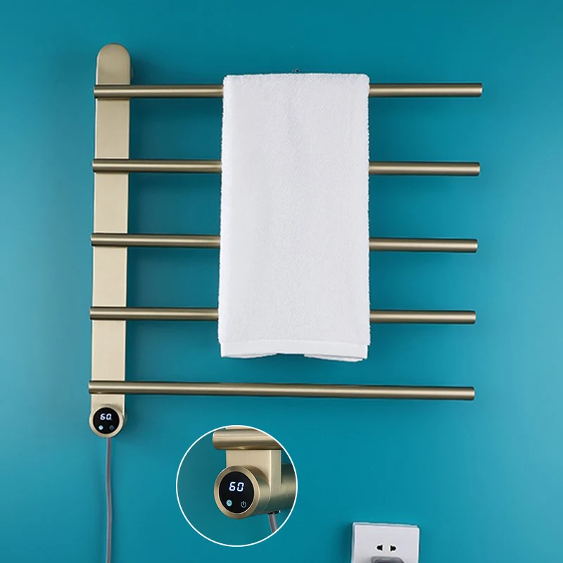 Bathroom Heated Towel Rack Smart Electric Heated Towel Rail 5 Bars Optional 220v/110v  Heated Towel Warmers Bathroom Accessories