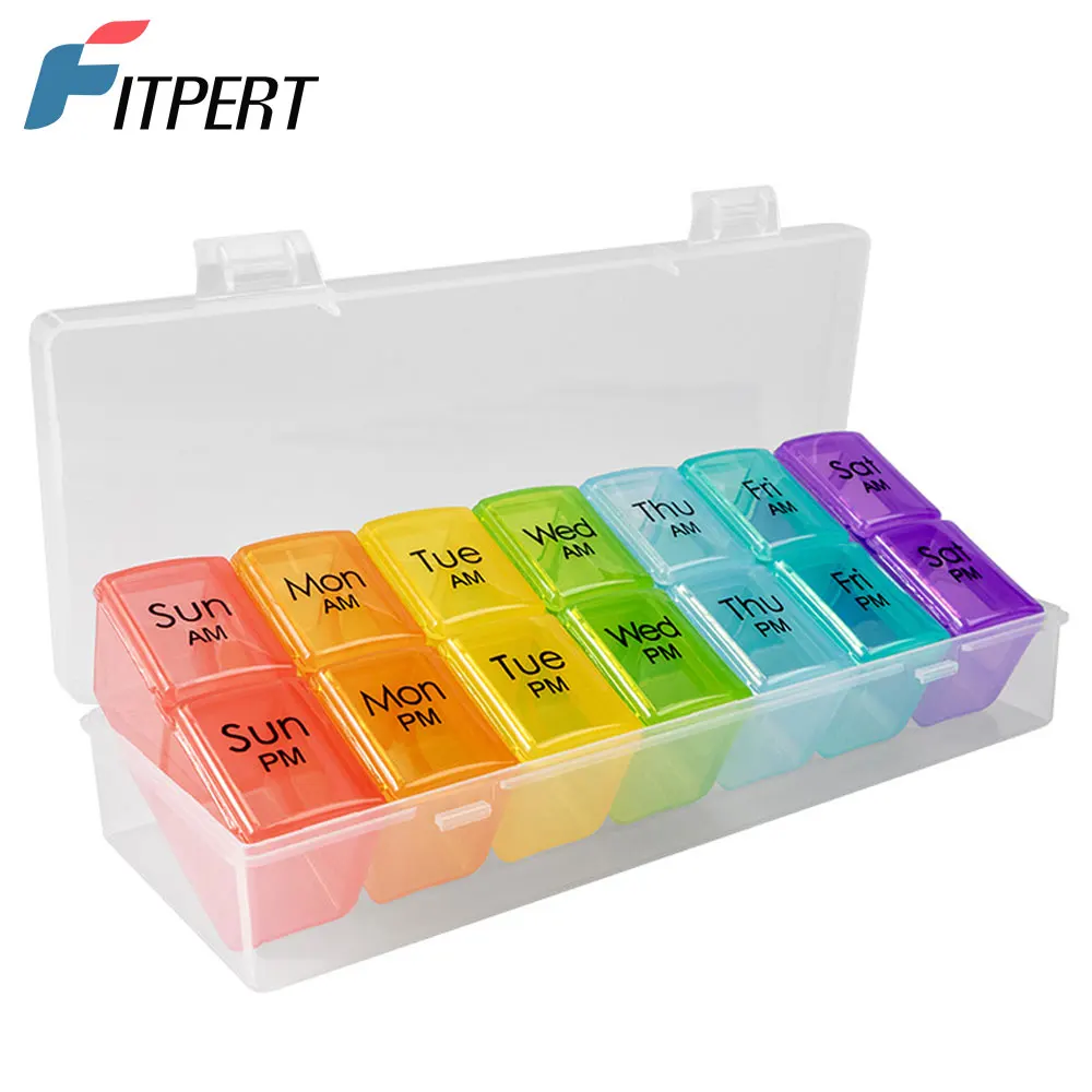 Weekly Pill Organizer 2 Times A Day, Pill Cases Organizers 7 Day with Separate Container, Case for Fish Oils,Vitamin,Supplements